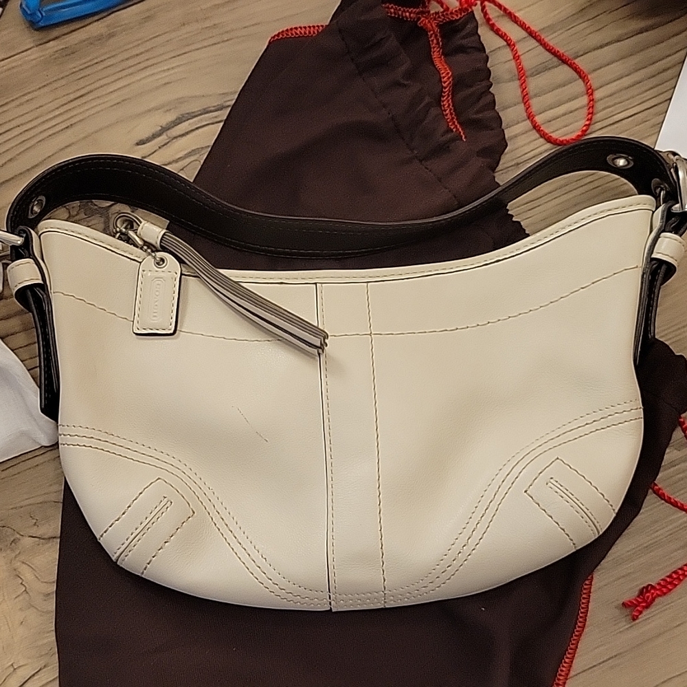 Coach Bone white leather handbag